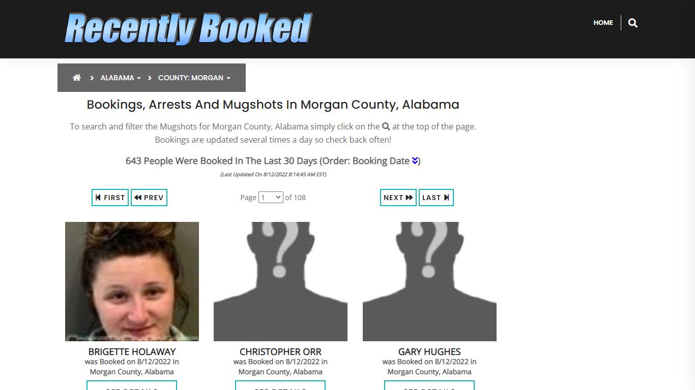 Recent bookings, Arrests, Mugshots in Morgan County, Alabama